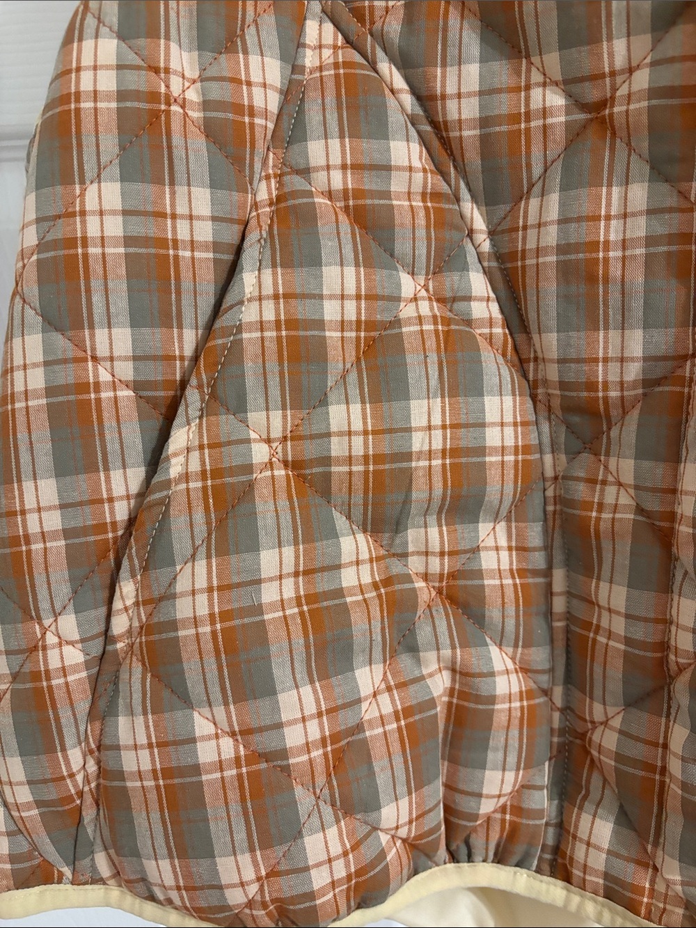 BiBi Plaid Quilted Vest in Yellow and Orange Trim - Picture 3 of 5